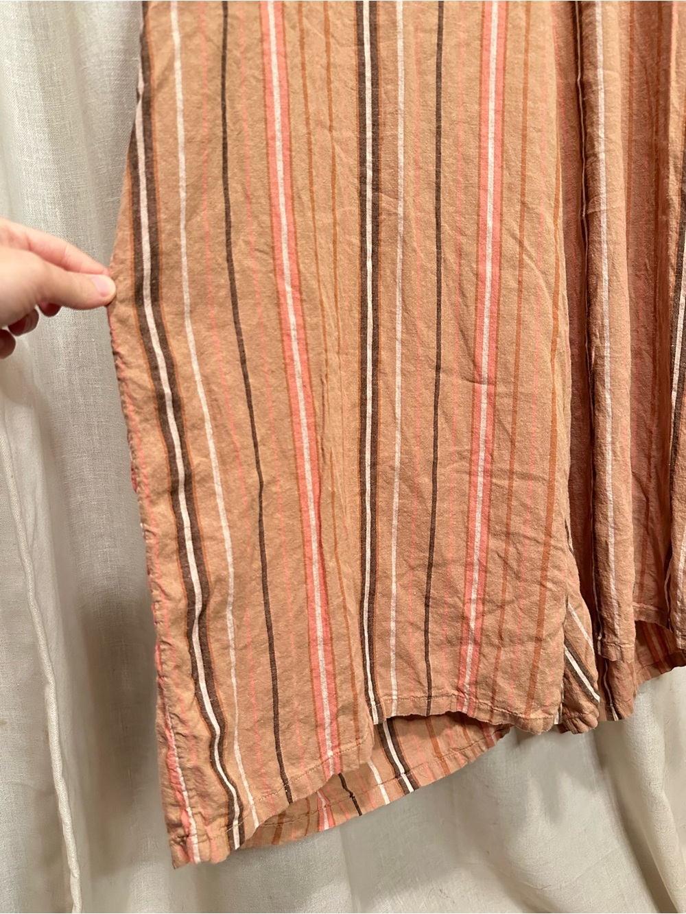 aerie XL Boho Strapless Smocked Wide-Leg Striped Linen Blend Jumpsuit Vacation - Picture 5 of 10